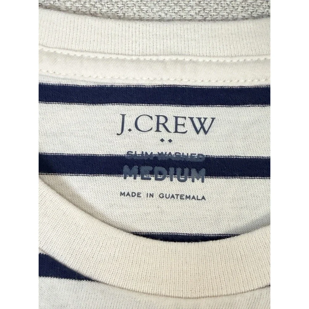 New J. Crew Girlfriend Tee Marker Stripe Short Sleeve Women's Medium Ivory Navy